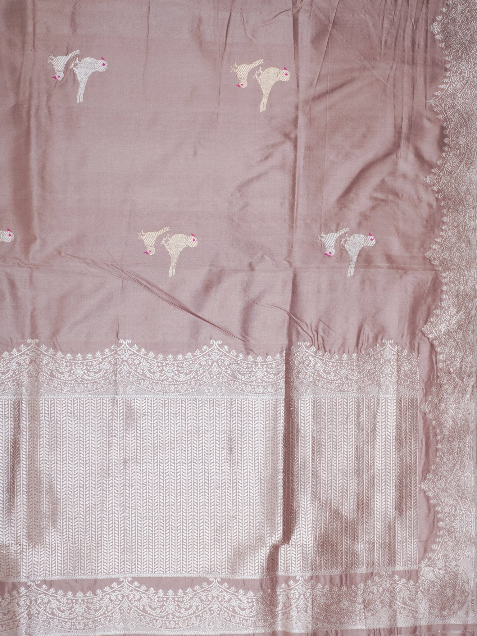 Katan Grey 100% Pure Katan Silk - Manoranjitham Weaves - Handloom Store