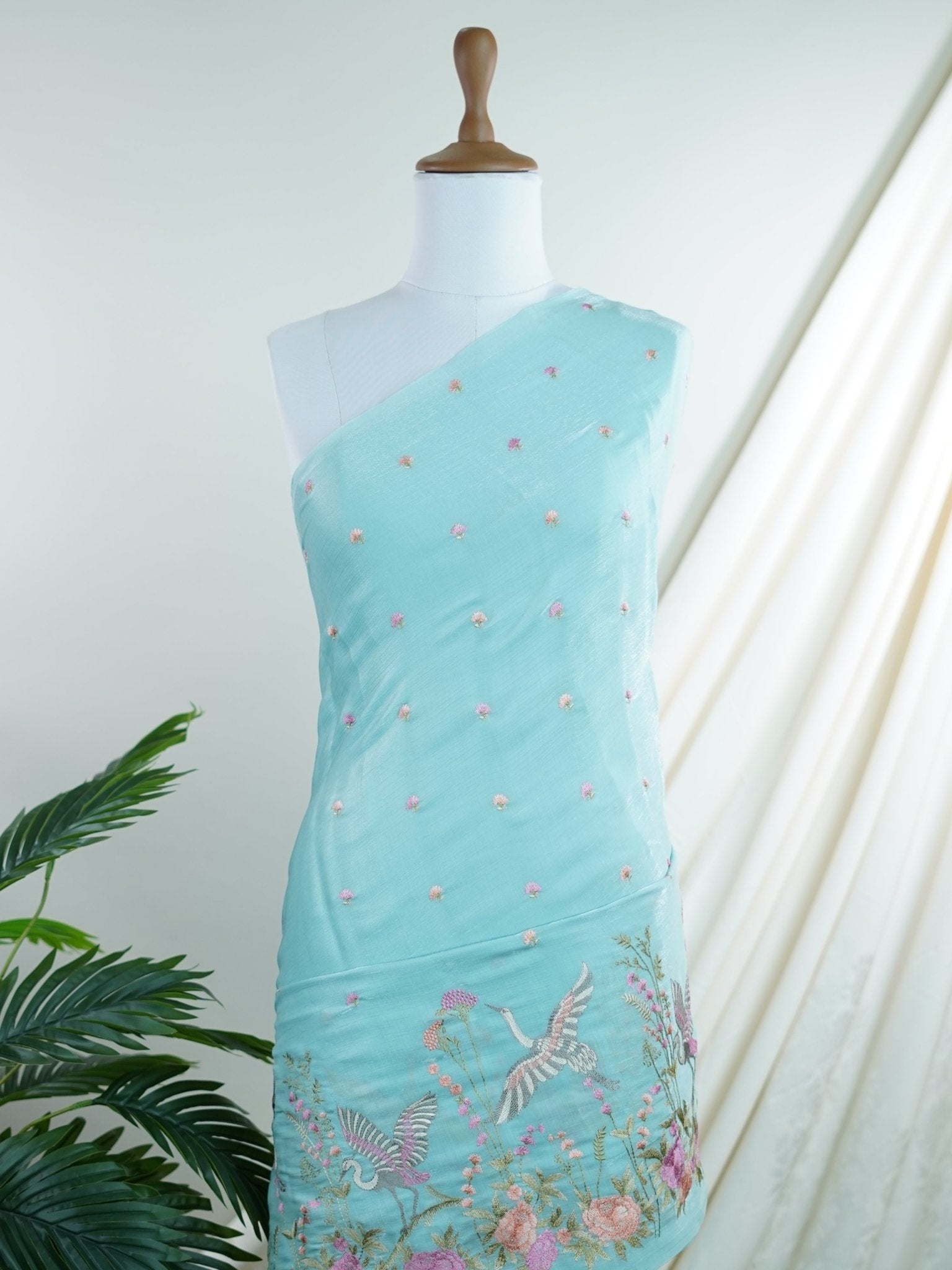 Katan Blue 100% Pure Tissue - Manoranjitham Weaves - Handloom Store