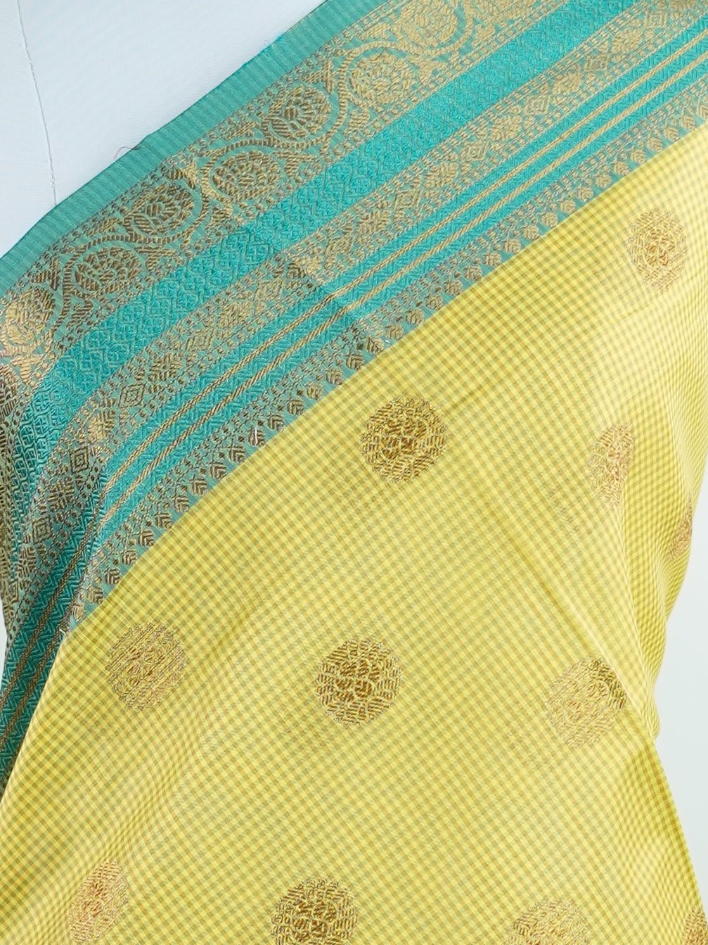 Chanderi Lemon Kota - Manoranjitham Weaves - Handloom Store