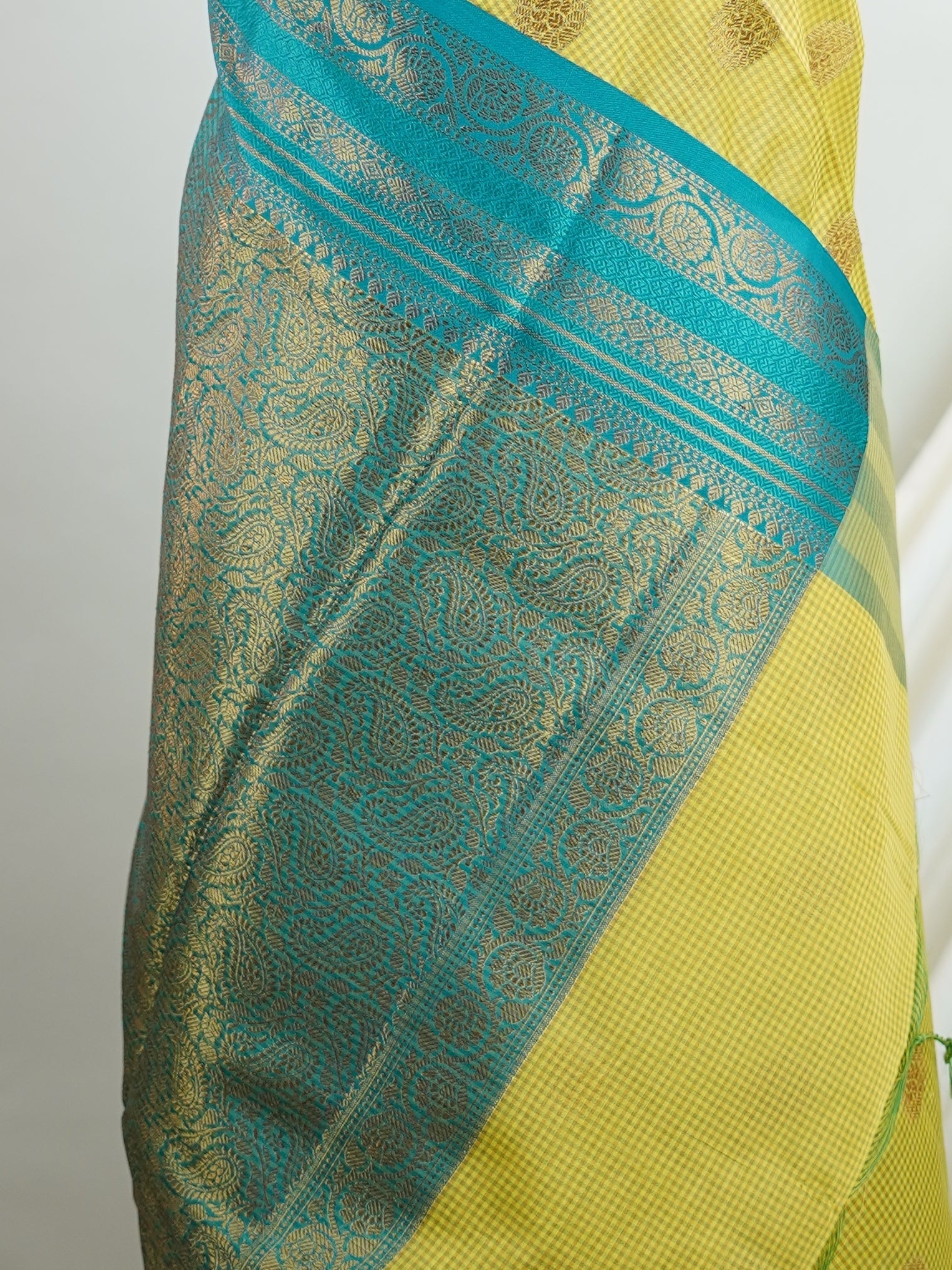 Chanderi Lemon Kota - Manoranjitham Weaves - Handloom Store