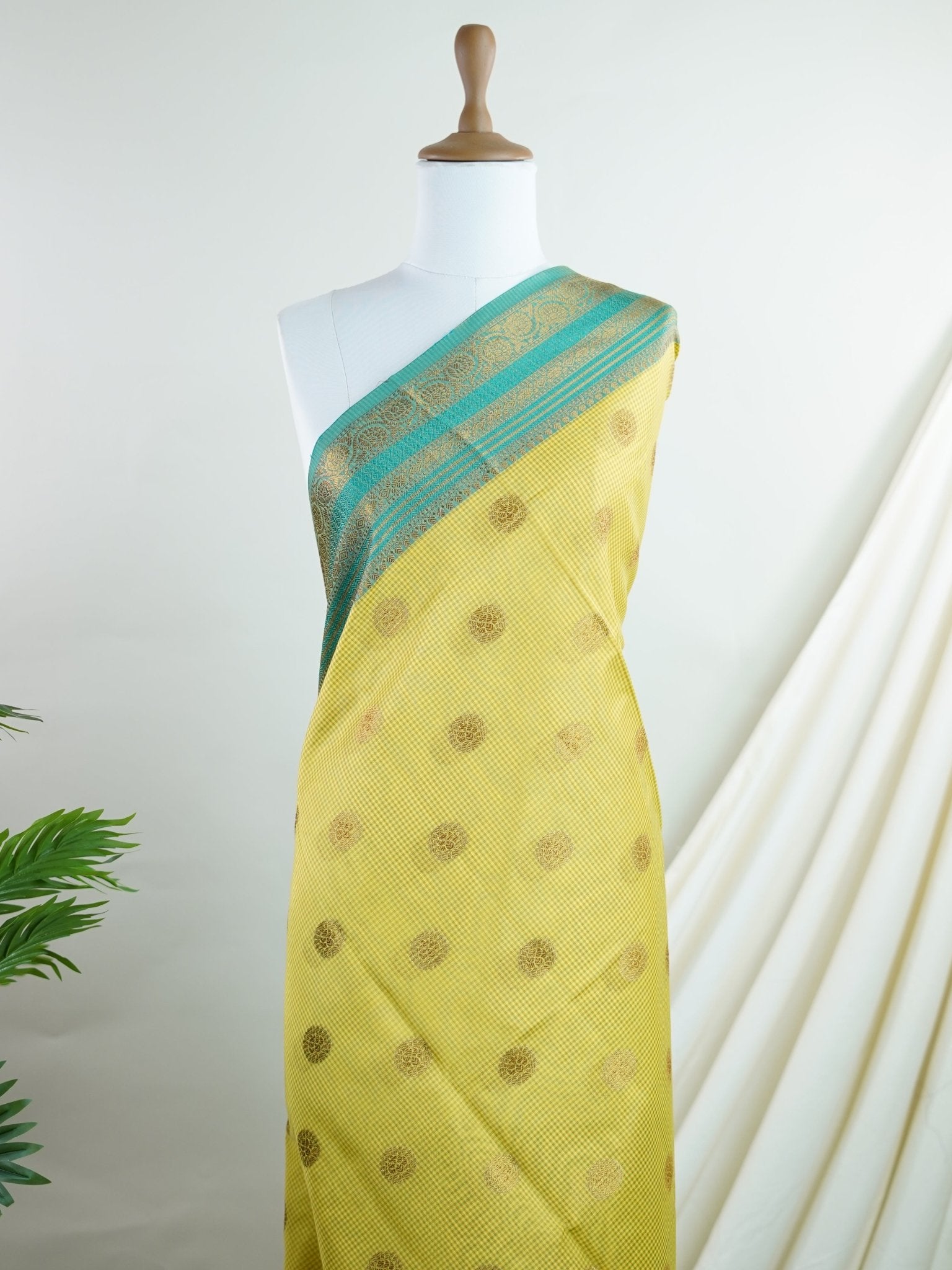 Chanderi Lemon Kota - Manoranjitham Weaves - Handloom Store