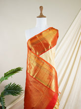 Kanchipuram Silk Cream 100% Pure Silk - Manoranjitham Weaves - Handloom Store