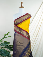 Gadwal Silk Yellow 100% Pure Silk - Manoranjitham Weaves - Handloom Store
