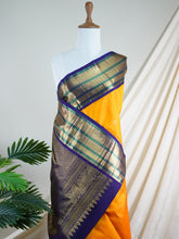 Kanchipuram Silk Orange 100% Pure Silk - Manoranjitham Weaves - Handloom Store