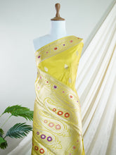 Katan Pista Green 100% Pure Katan Silk - Manoranjitham Weaves - Handloom Store