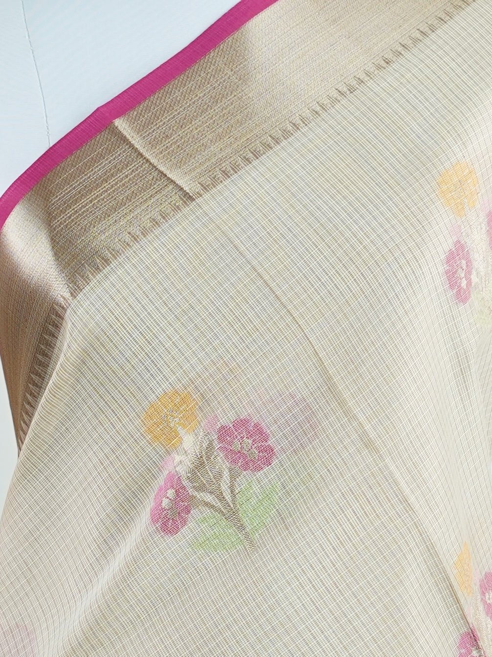Fancy Beige Kota - Manoranjitham Weaves - Handloom Store