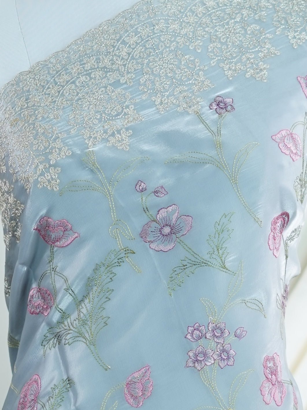 Katan Grey 100% Pure Tissue - Manoranjitham Weaves - Handloom Store