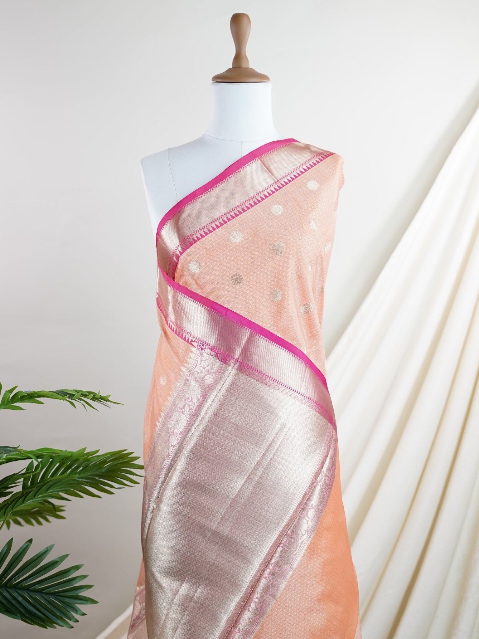 Fancy Orange Kota - Manoranjitham Weaves - Handloom Store