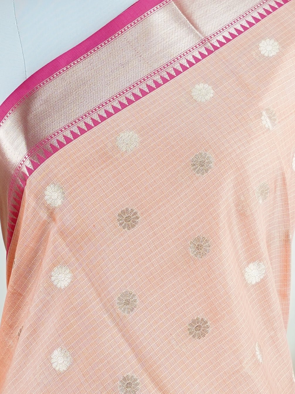 Fancy Orange Kota - Manoranjitham Weaves - Handloom Store