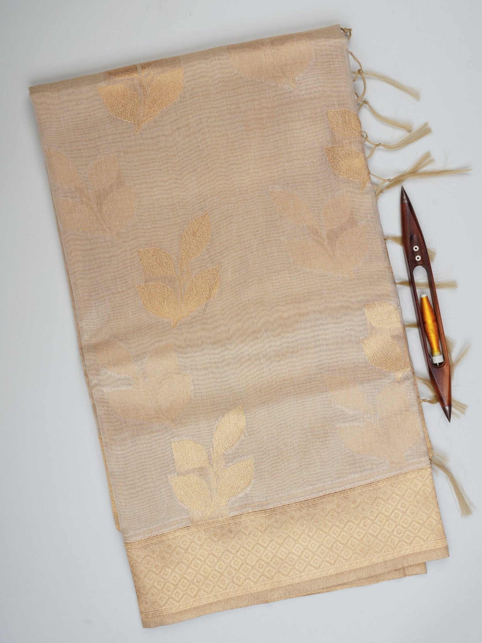 tissue Gold Kora Semi Tissue - Manoranjitham Weaves - Handloom Store