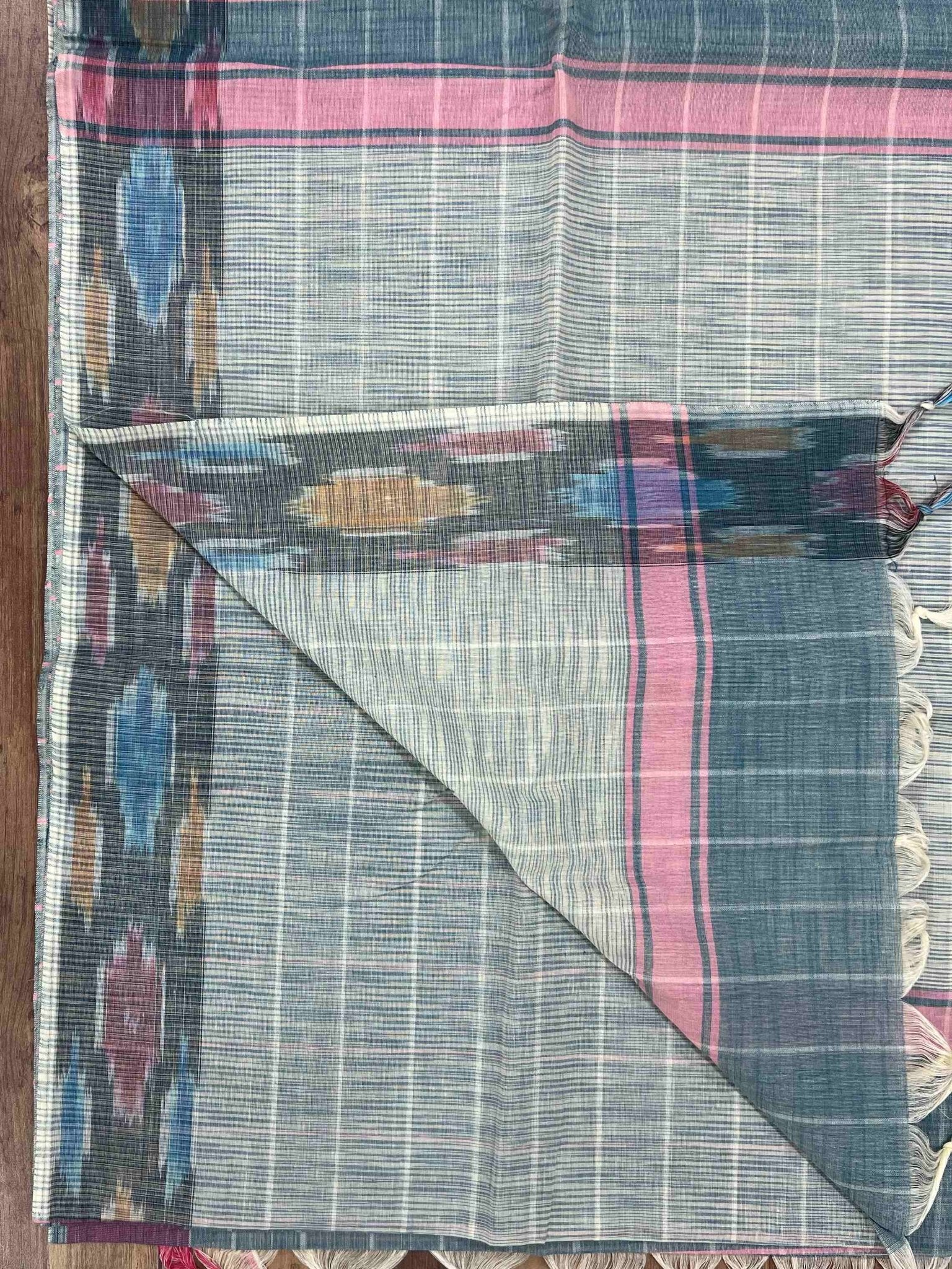 Bengal Cottons Teal 100% Pure Cotton - Manoranjitham Weaves - Handloom Store