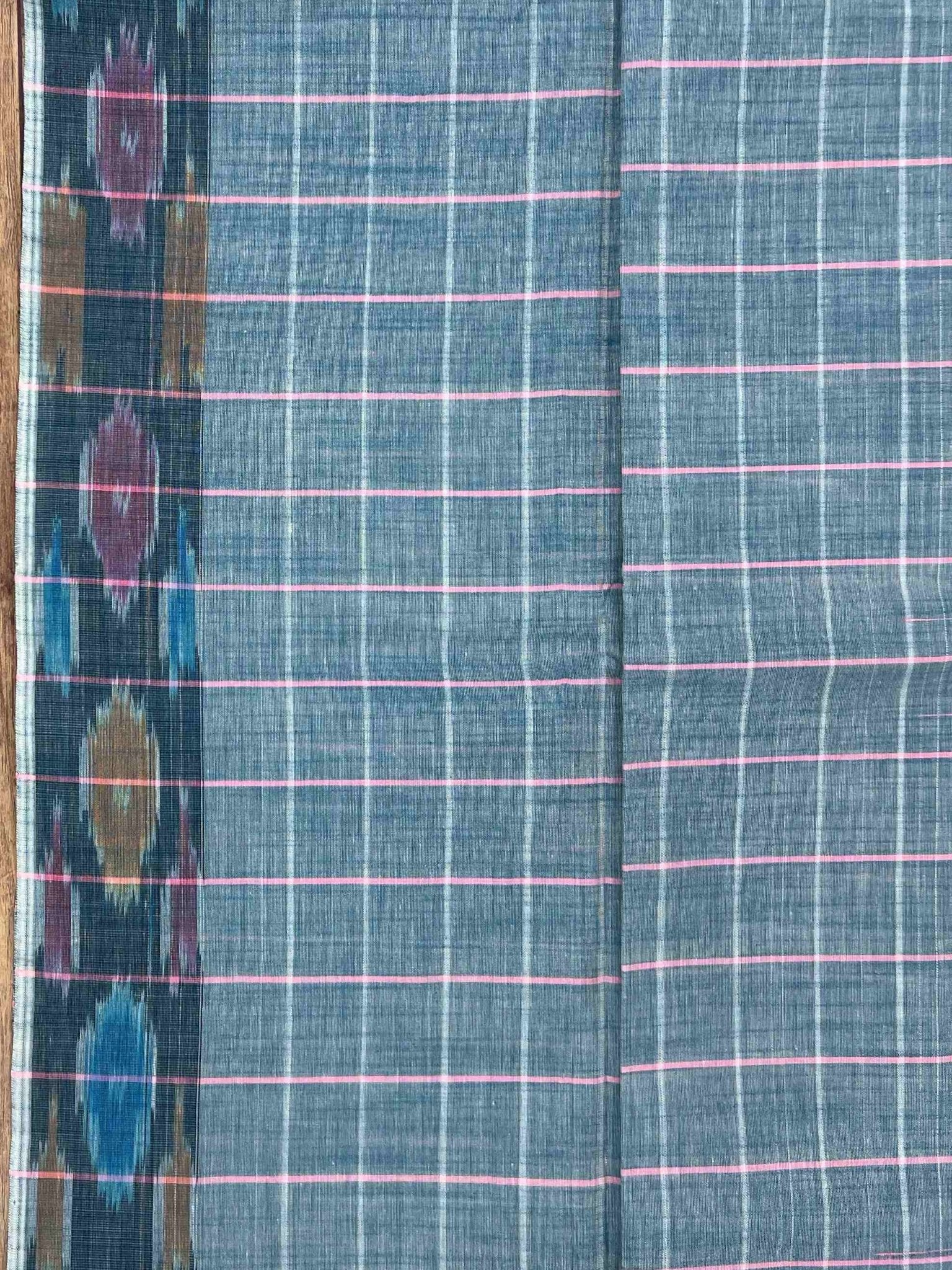 Bengal Cottons Teal 100% Pure Cotton - Manoranjitham Weaves - Handloom Store