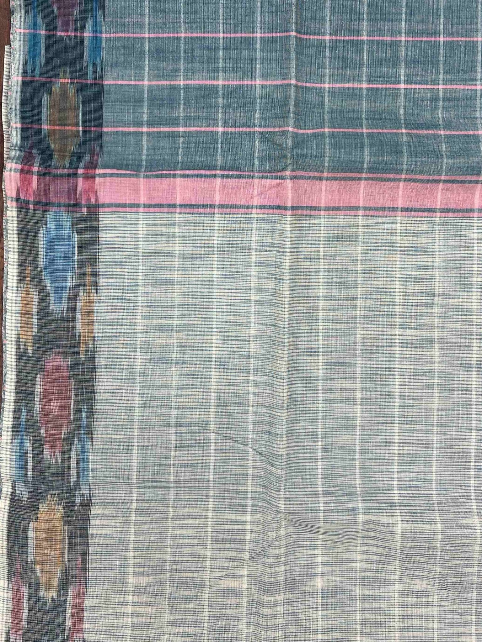 Bengal Cottons Teal 100% Pure Cotton - Manoranjitham Weaves - Handloom Store