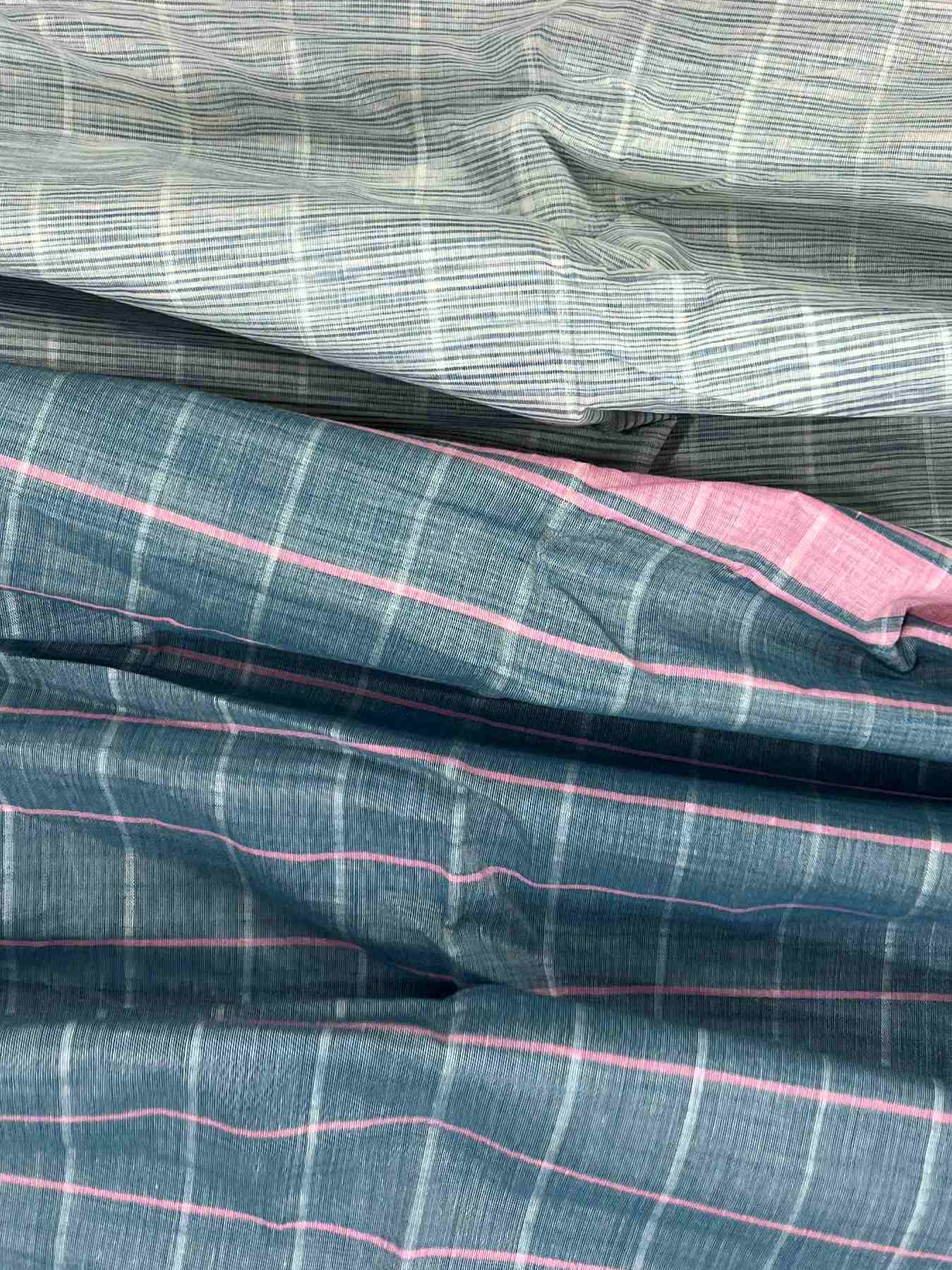 Bengal Cottons Teal 100% Pure Cotton - Manoranjitham Weaves - Handloom Store