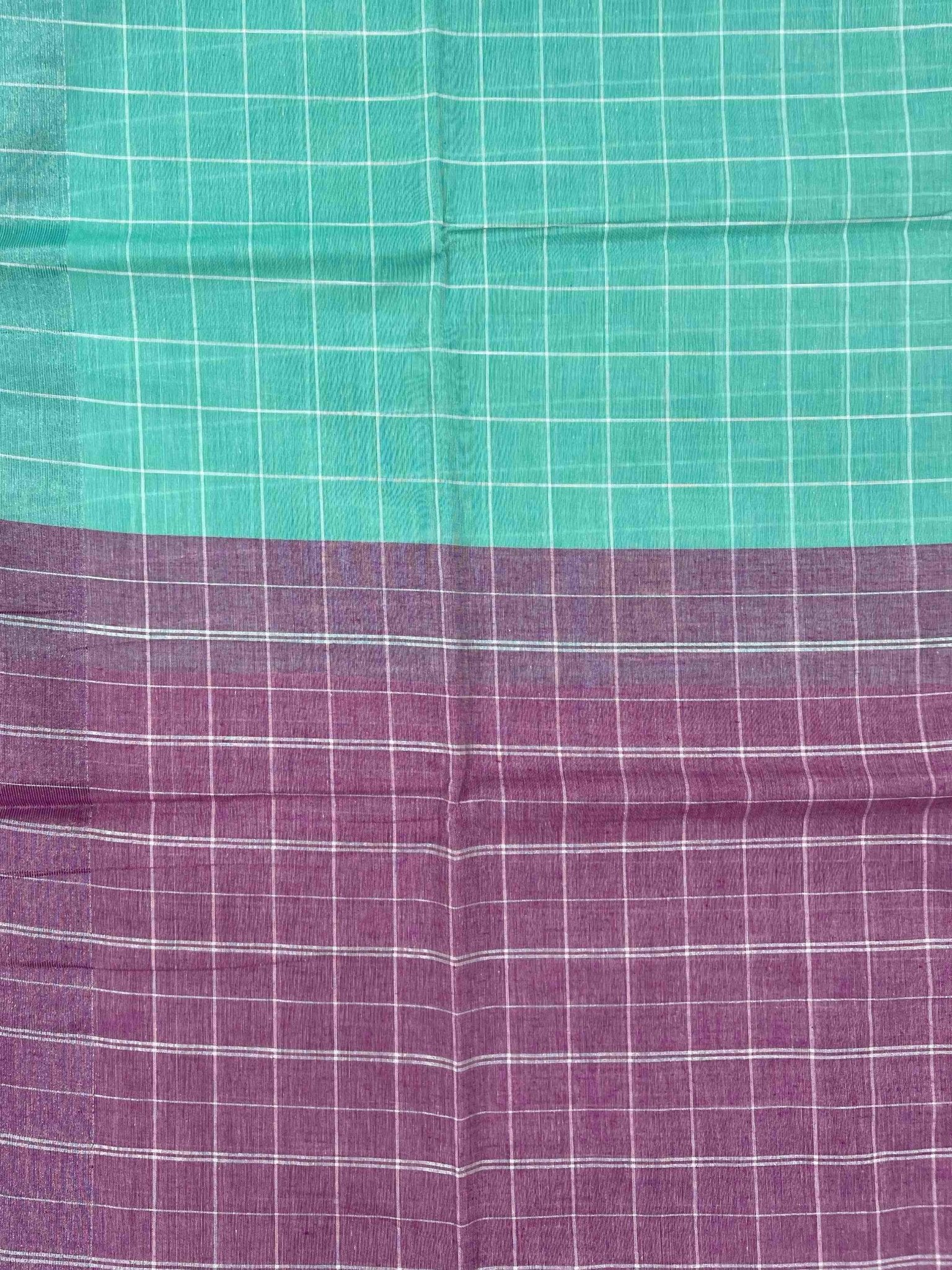 Bengal Cottons Turquoise 100% Pure Cotton - Manoranjitham Weaves - Handloom Store