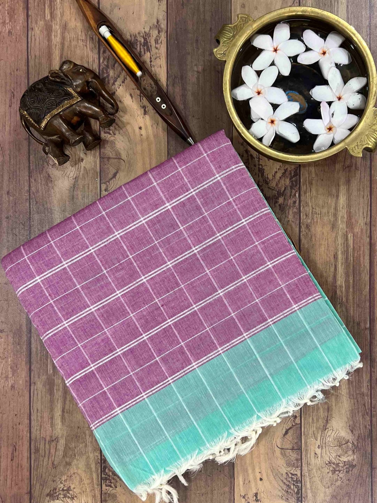 Bengal Cottons Turquoise 100% Pure Cotton - Manoranjitham Weaves - Handloom Store