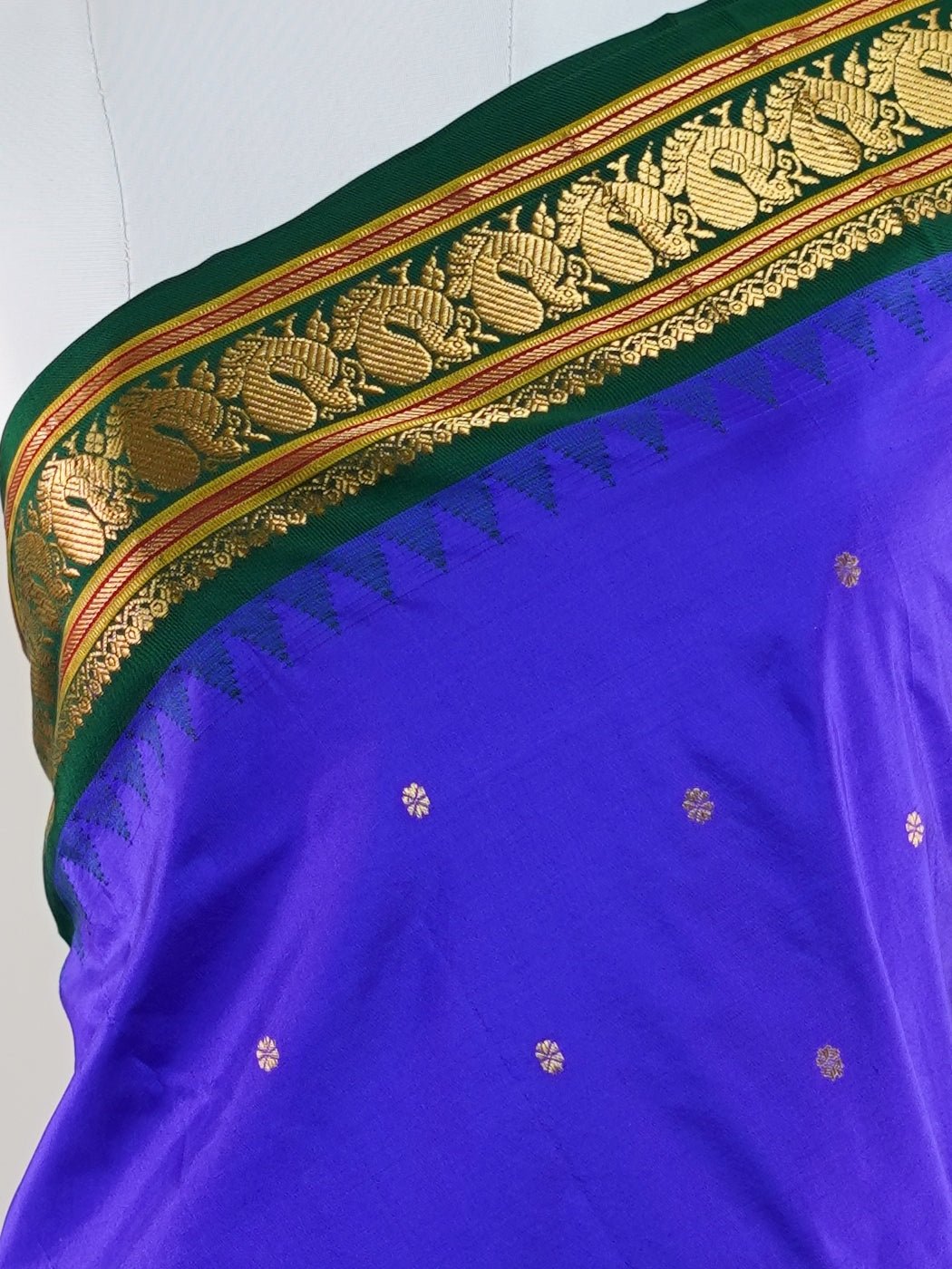 Narayanpet Blue 100% Pure Silk - Manoranjitham Weaves - Handloom Store