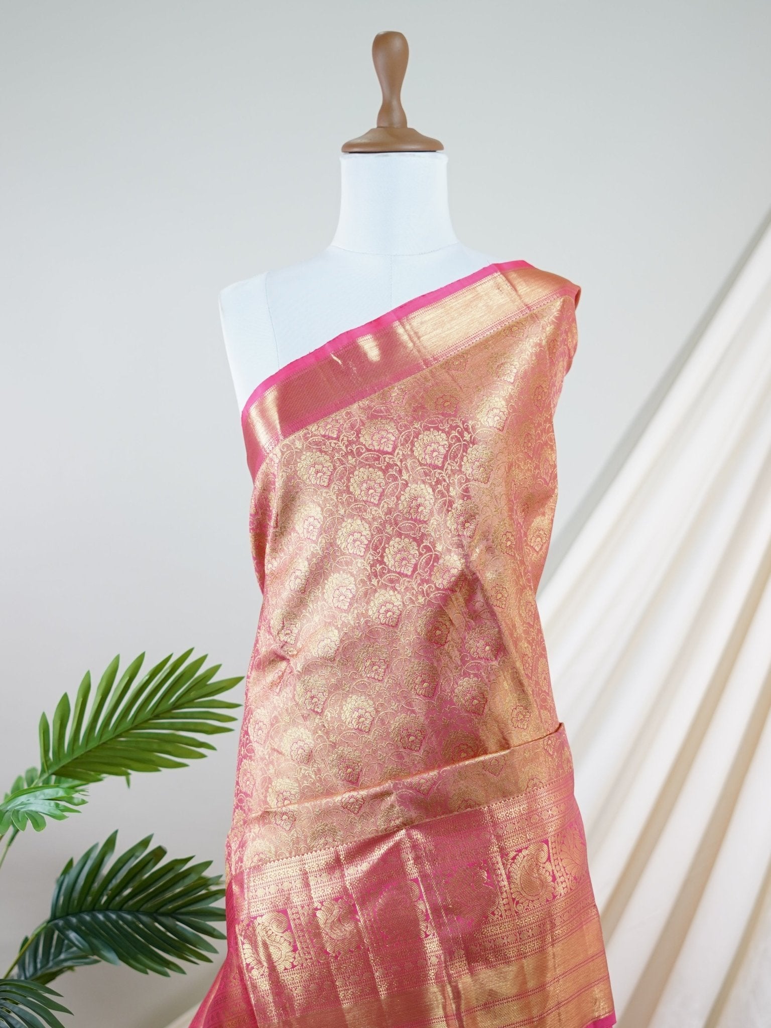 Kanchipuram Silk Blush Pink 100% Pure Silk - Manoranjitham Weaves - Handloom Store
