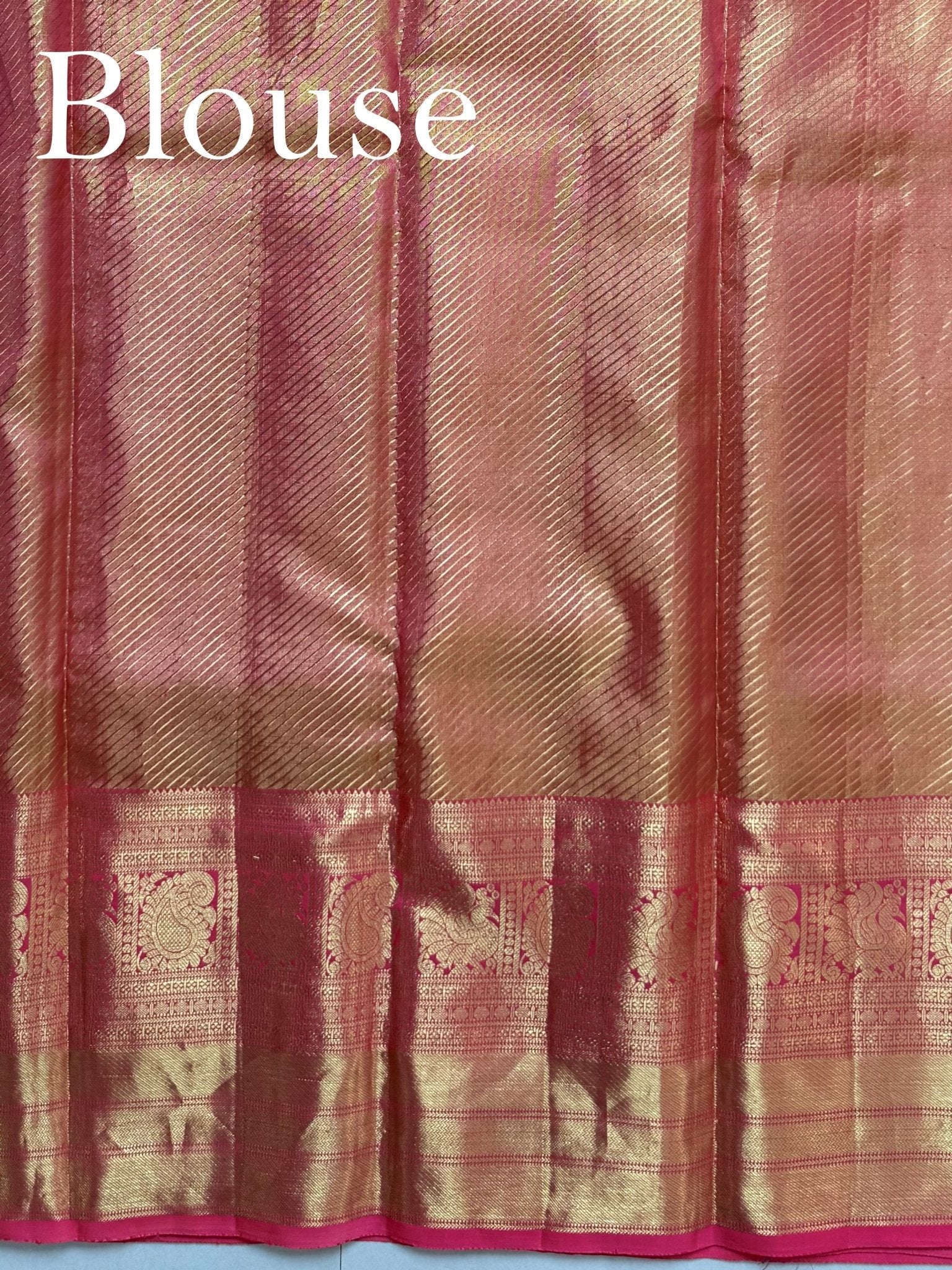 Kanchipuram Silk Blush Pink 100% Pure Silk - Manoranjitham Weaves - Handloom Store