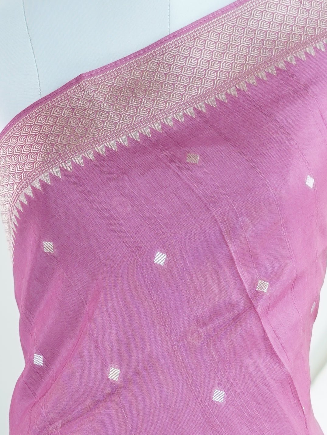 Georgette Baby Pink Tussar Georgette - Manoranjitham Weaves - Handloom Store