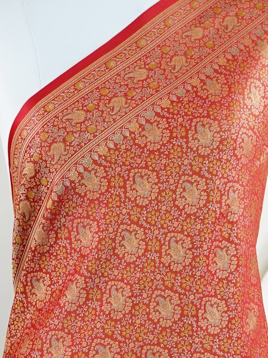 Katan Pink Semi Mushru - Manoranjitham Weaves - Handloom Store