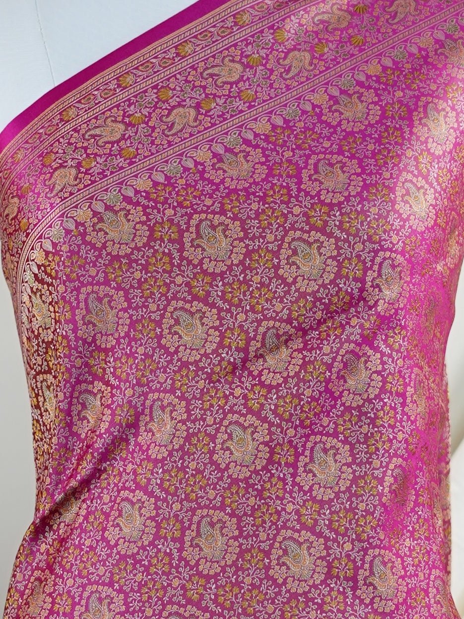 Katan Pink Semi Mushru - Manoranjitham Weaves - Handloom Store