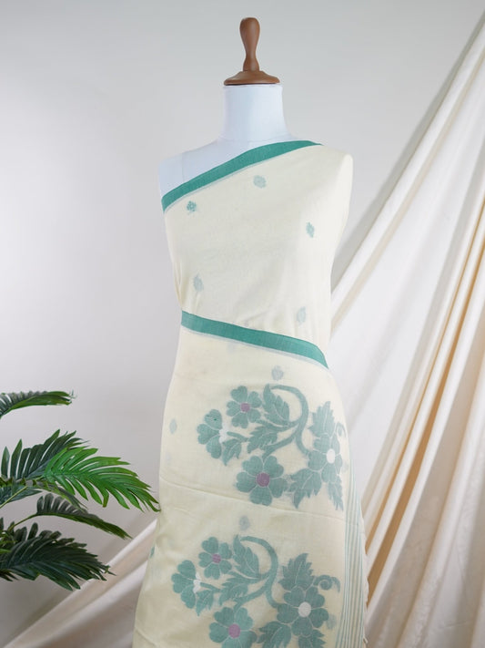 Cotton Cream 100% Pure Cotton - Manoranjitham Weaves - Handloom Store