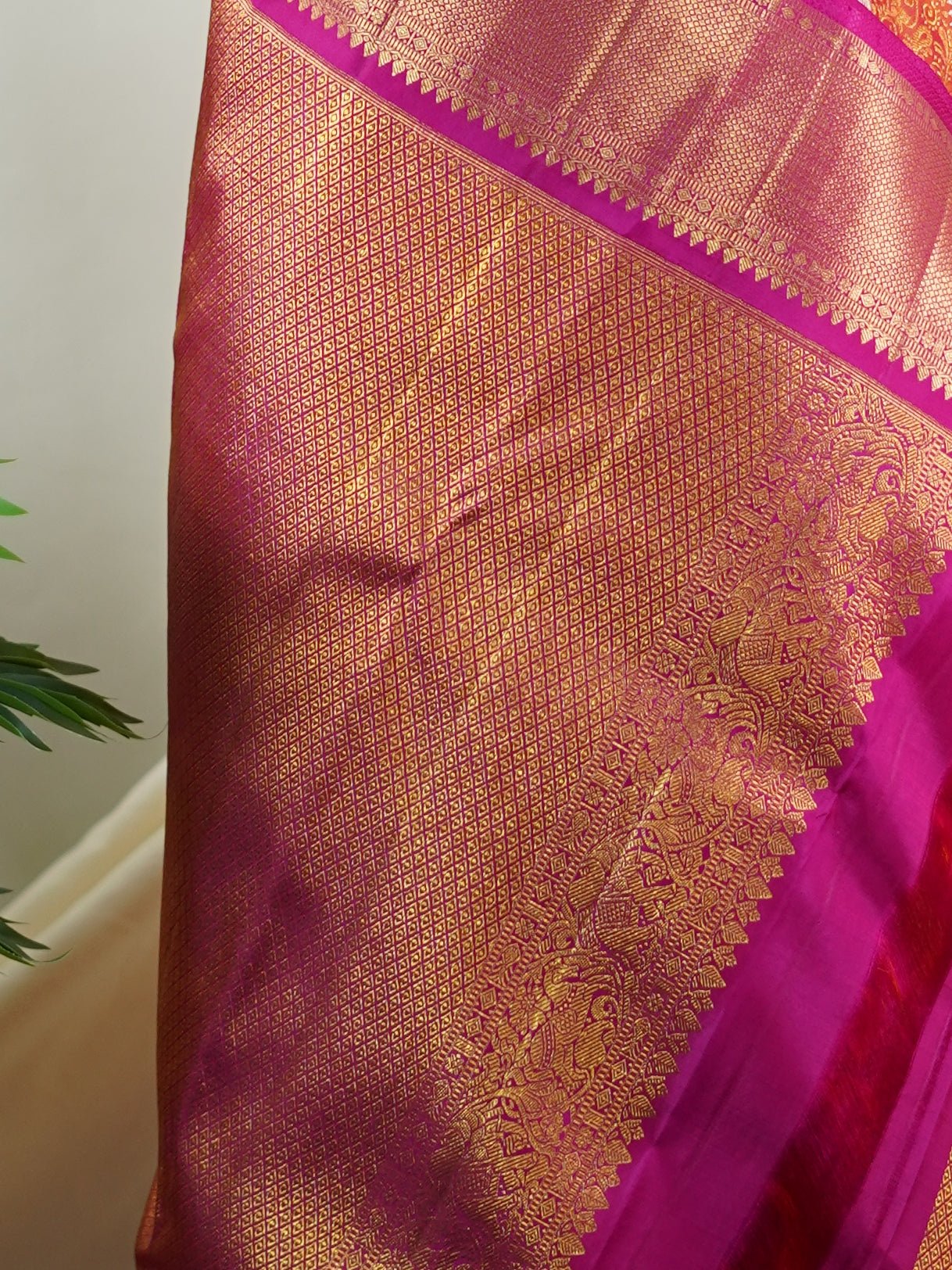 Kanchipuram Silk Orange 100% Pure Silk - Manoranjitham Weaves - Handloom Store