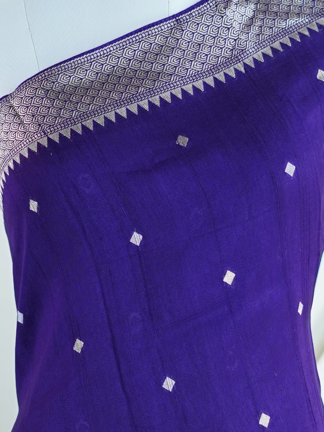 Georgette Violet Tussar Georgette - Manoranjitham Weaves - Handloom Store