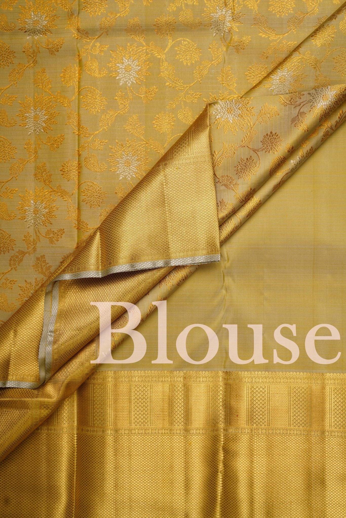 Kanchipuram Silk Light Yellow 100% Pure Silk - Manoranjitham Weaves - Handloom Store