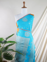 Gadwal Silk Cyan 100% Pure Silk - Manoranjitham Weaves - Handloom Store