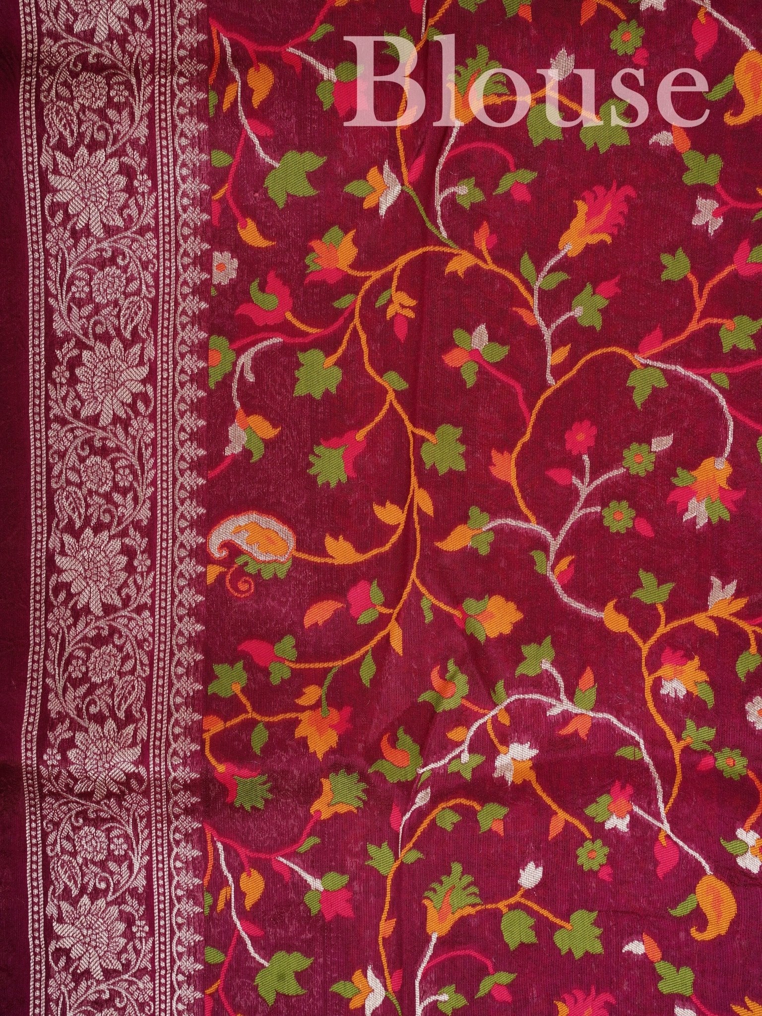 Georgette Maroon Tussar Georgette - Manoranjitham Weaves - Handloom Store