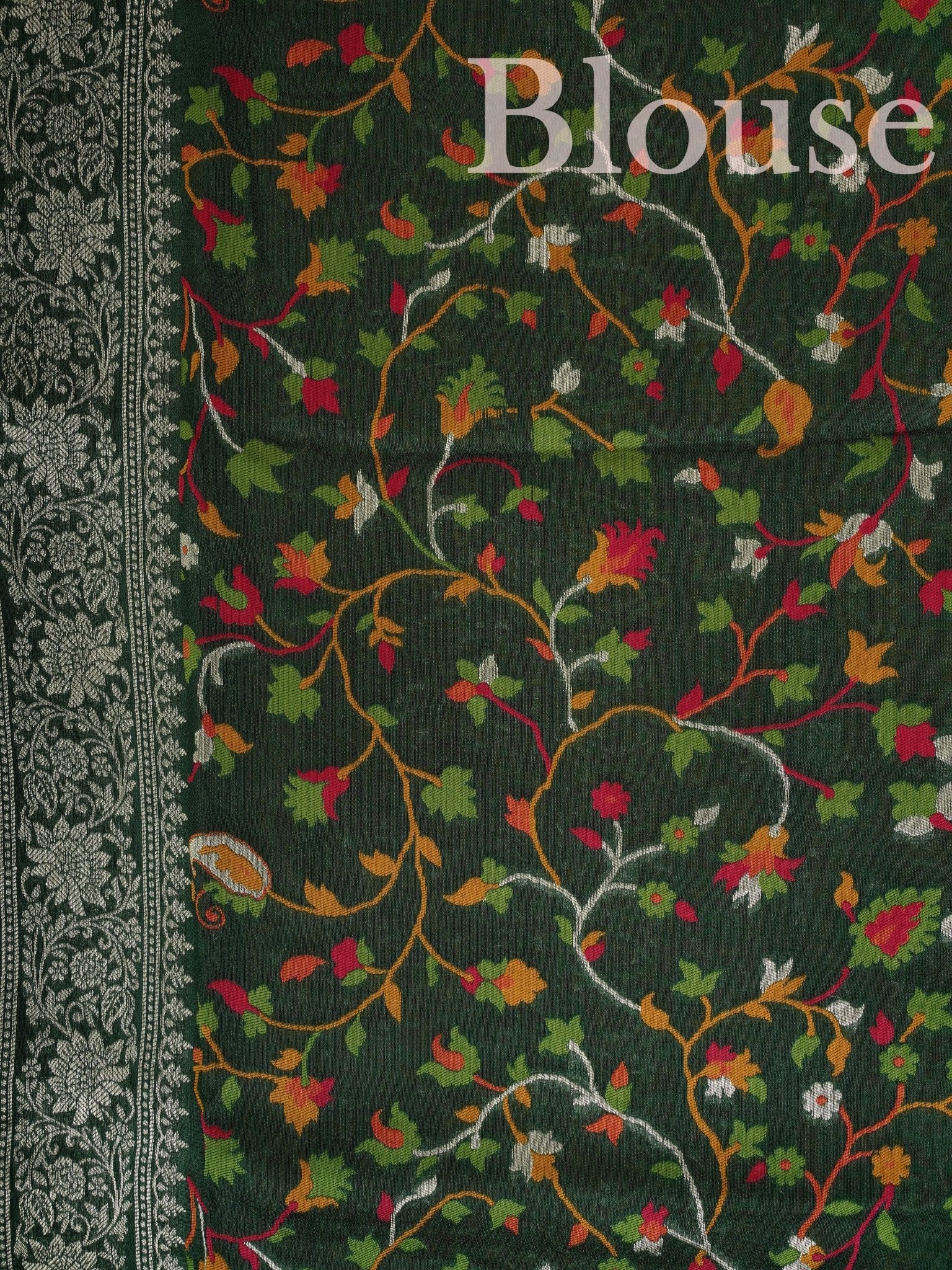 Georgette Green Tussar Georgette - Manoranjitham Weaves - Handloom Store