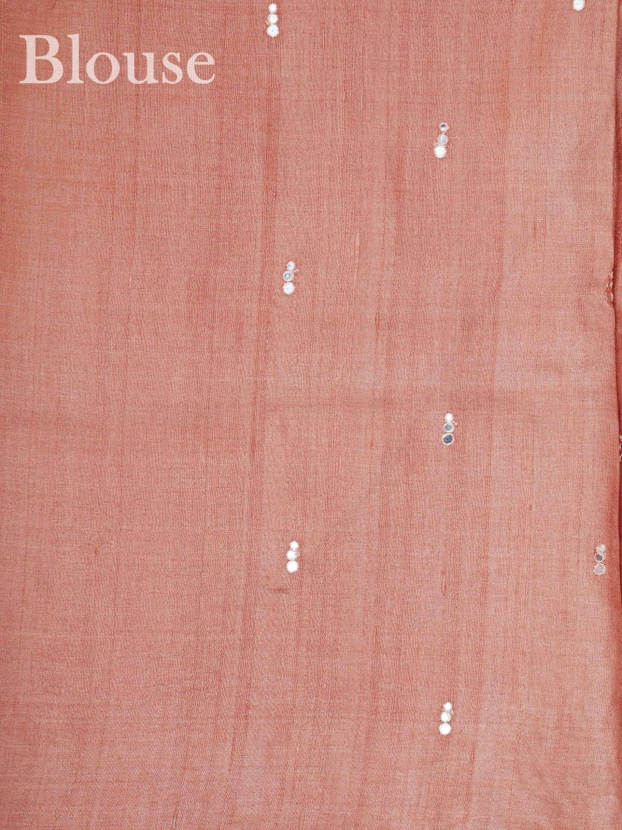 Tussars Orange 100% Pure Tussar - Manoranjitham Weaves - Handloom Store