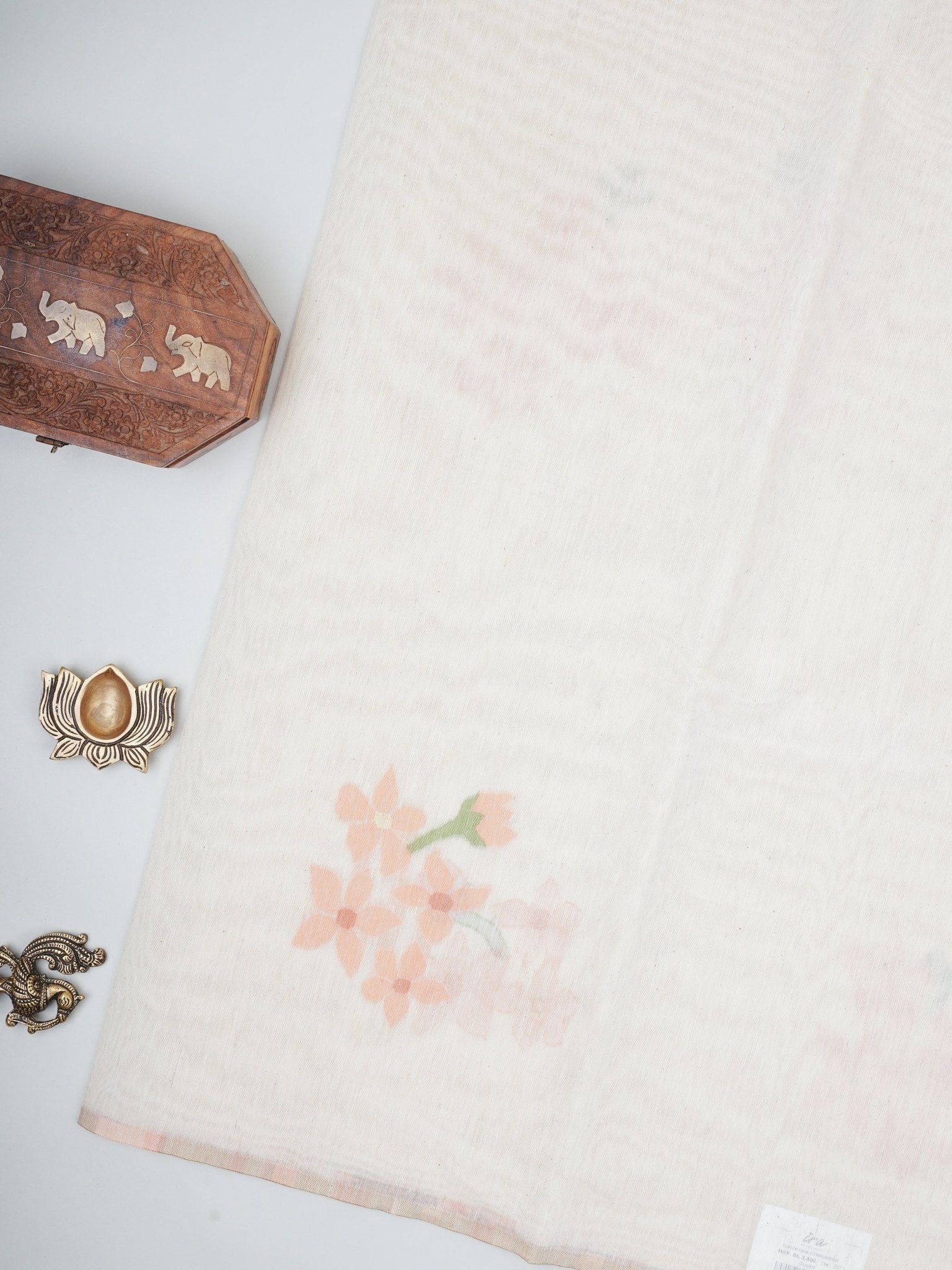 Cottons Cream Kora Cotton - Manoranjitham Weaves - Handloom Store