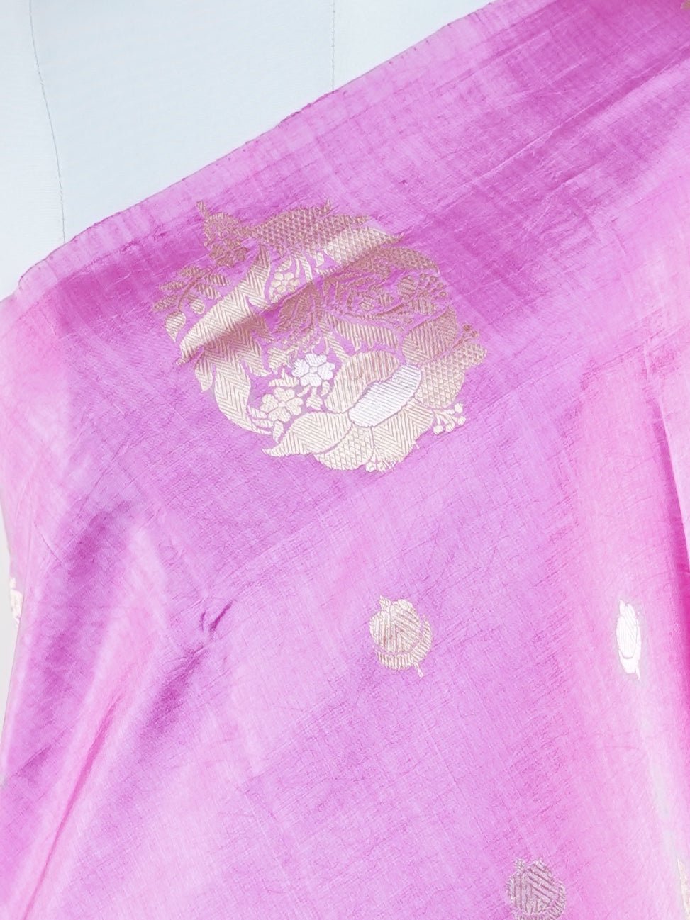 Katan pink 100% Pure Katan Silk - Manoranjitham Weaves - Handloom Store