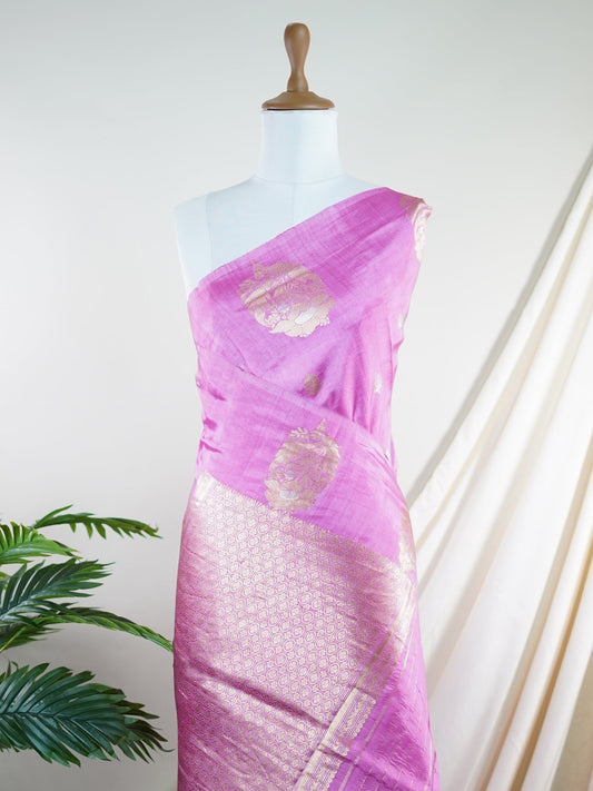 Katan pink 100% Pure Katan Silk - Manoranjitham Weaves - Handloom Store