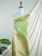 Katan Green 100% Pure Katan Soft Silk - Manoranjitham Weaves - Handloom Store