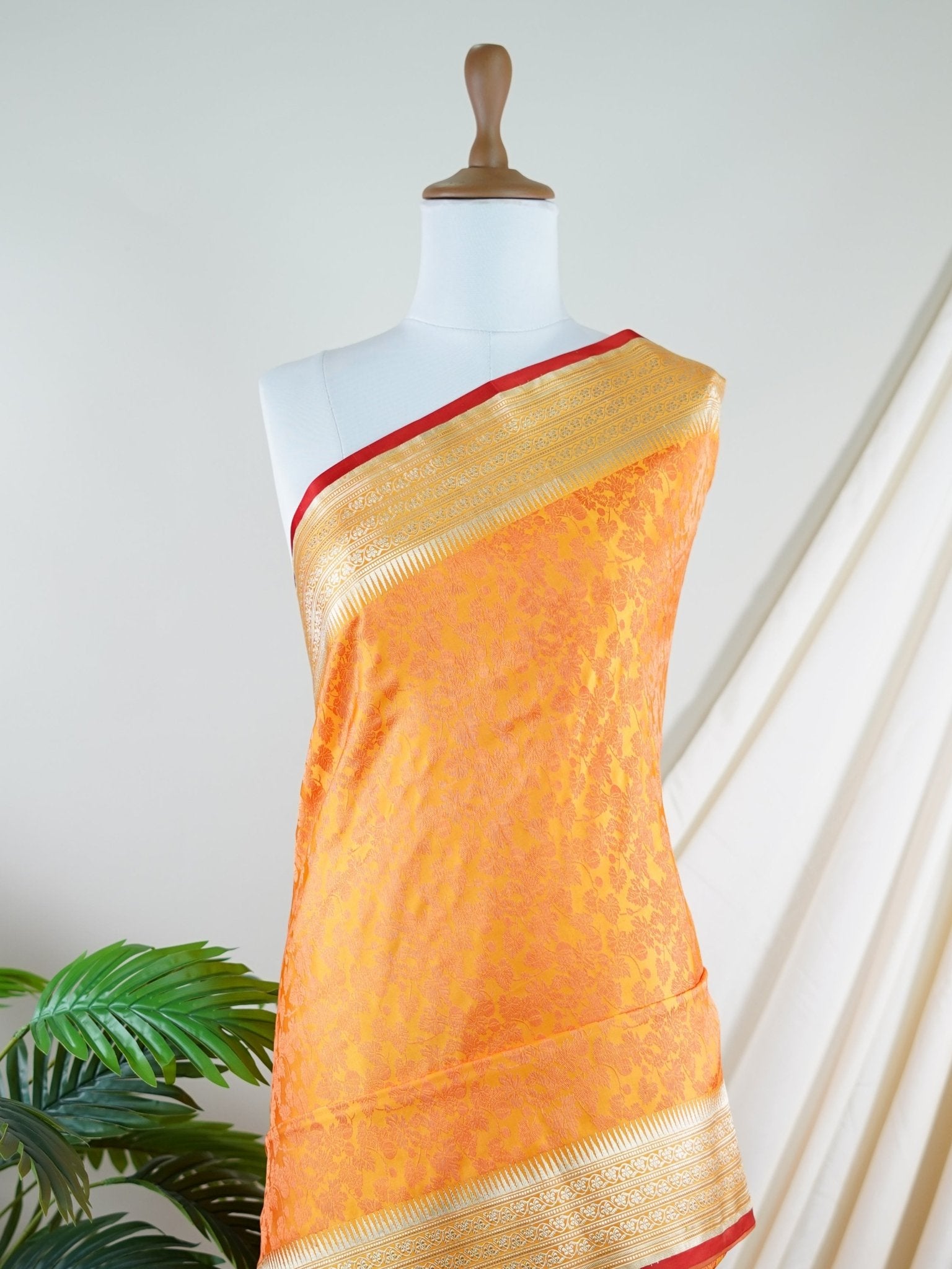 Katan Yellow 100% Pure Katan Silk - Manoranjitham Weaves - Handloom Store