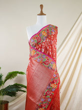 Katan Red 100% Pure Silk - Manoranjitham Weaves - Handloom Store