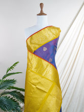 Gadwal Silk Peacock Blue 100% Pure Silk - Manoranjitham Weaves - Handloom Store