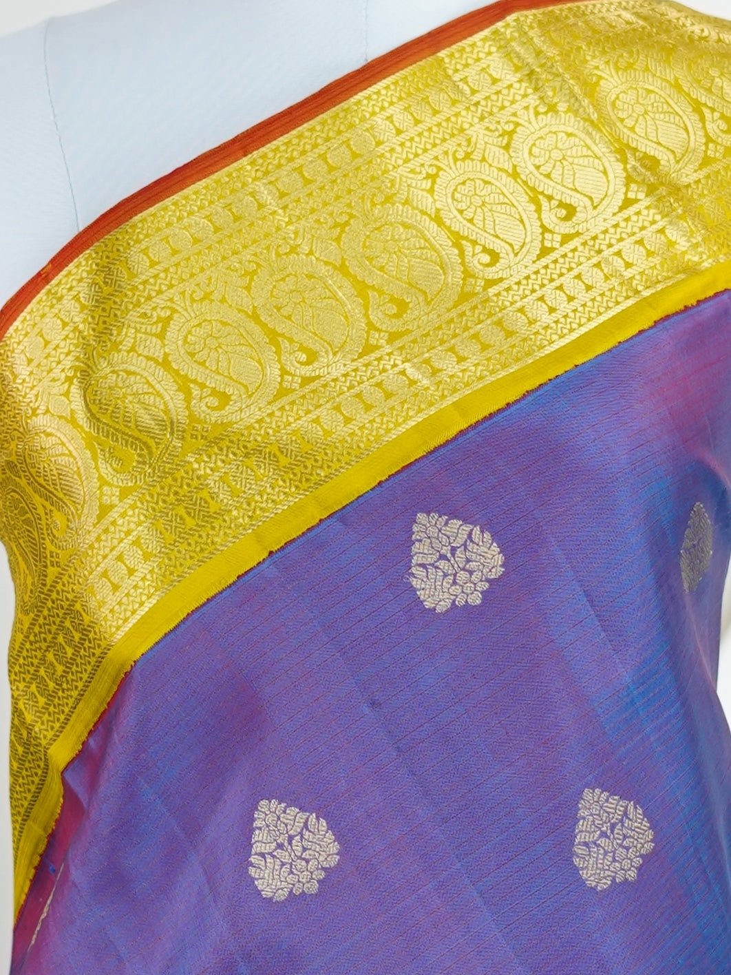 Gadwal Silk Peacock Blue 100% Pure Silk - Manoranjitham Weaves - Handloom Store