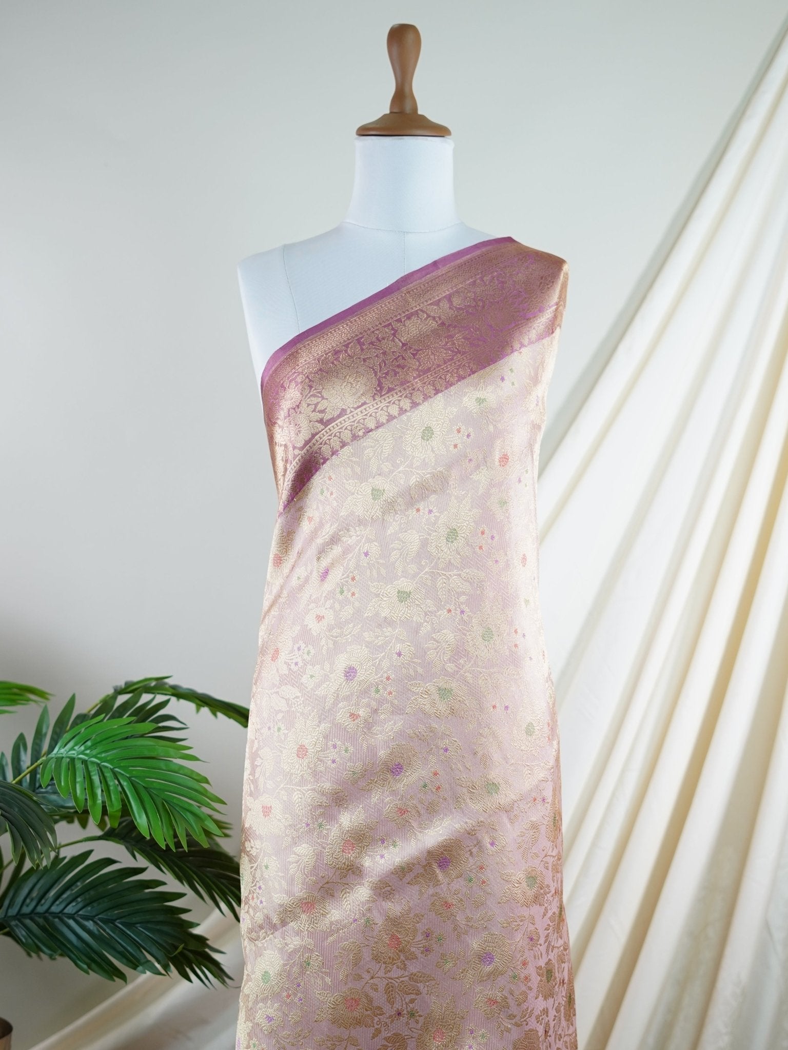 Katan Cherry Blossom 100% Pure Katan Silk - Manoranjitham Weaves - Handloom Store