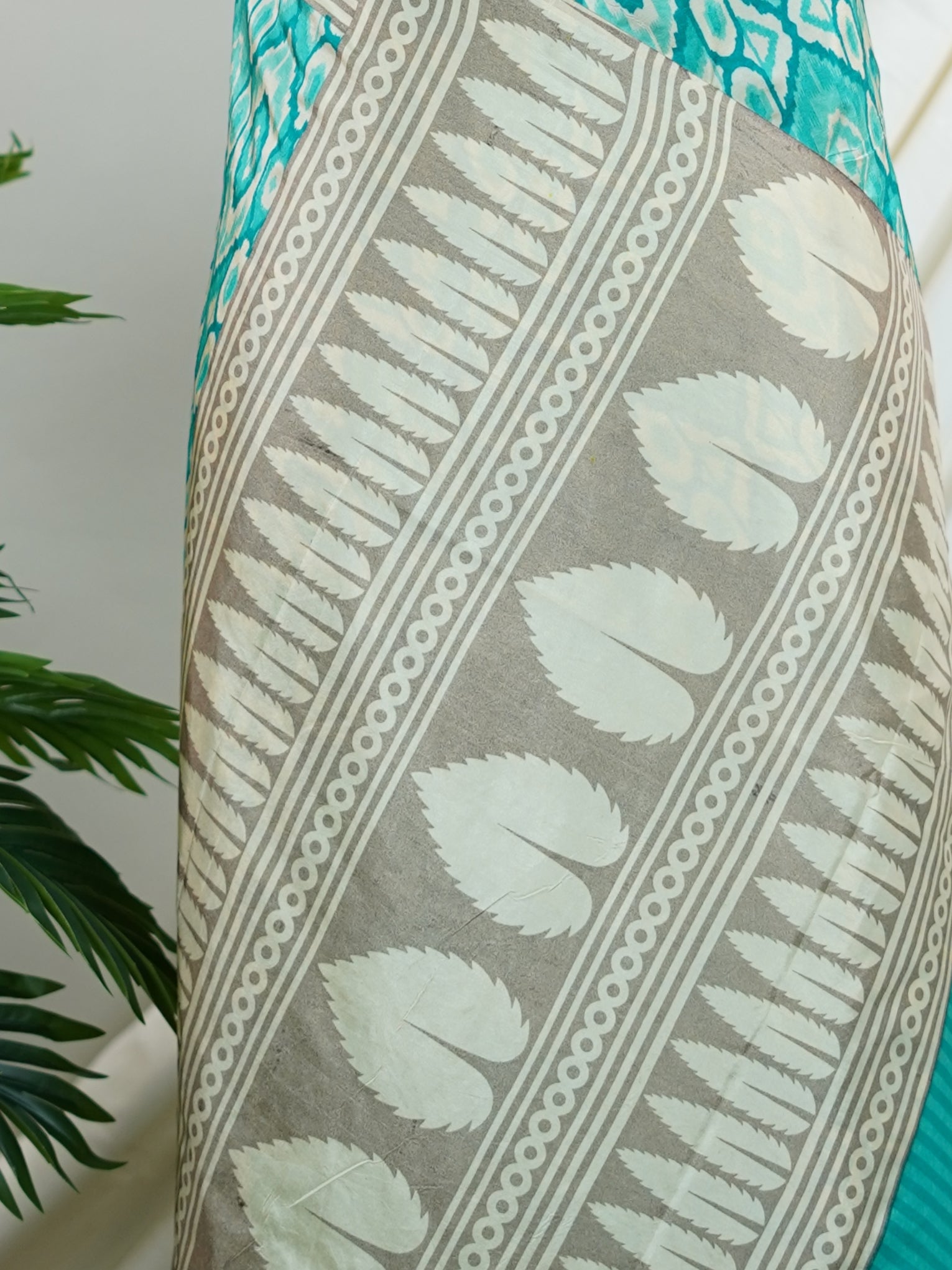 Satin Green Semi Mushru - Manoranjitham Weaves - Handloom Store