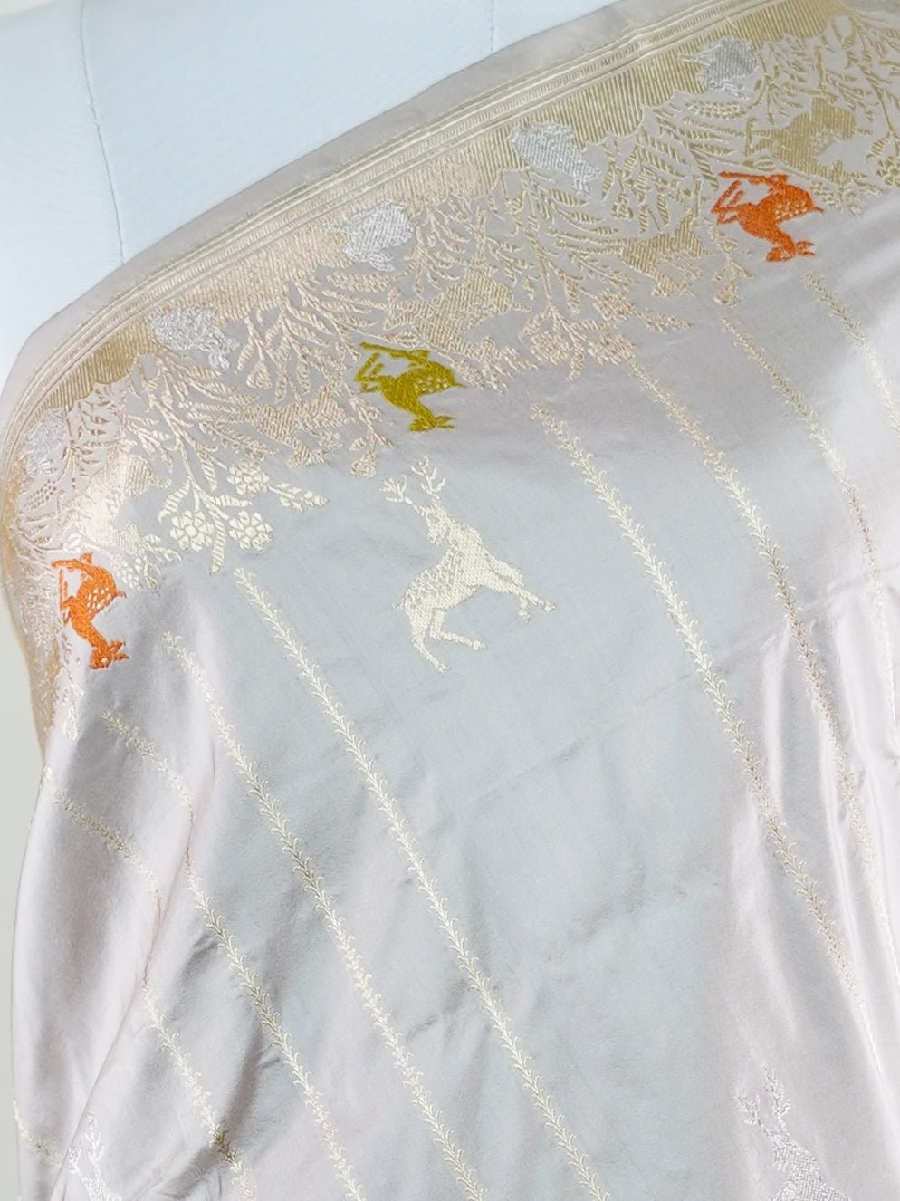 Katan Light Mauve 100% Pure Katan Silk - Manoranjitham Weaves - Handloom Store