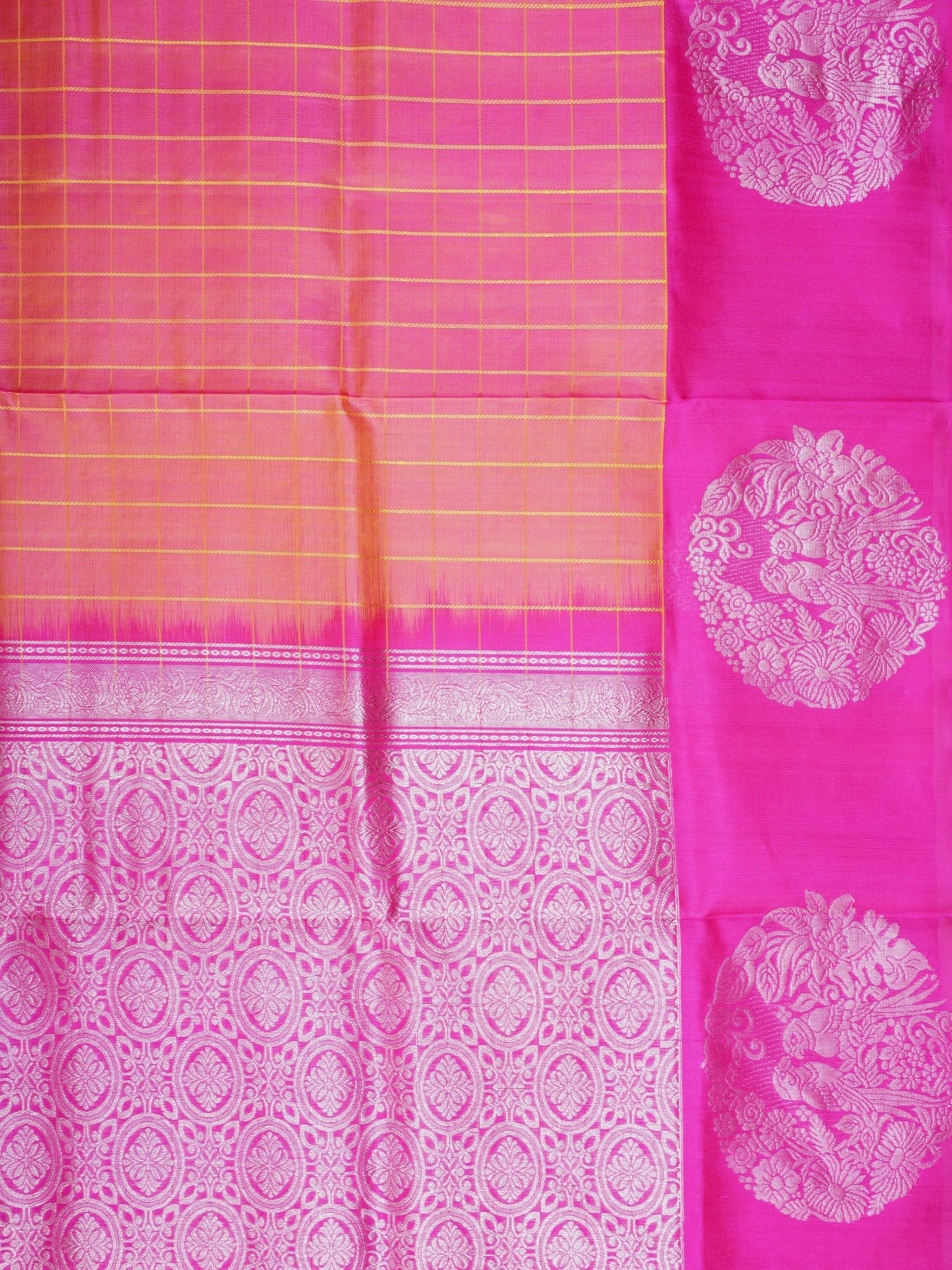 Venkatagiri Silk Orange 100% Pure Silk - Manoranjitham Weaves - Handloom Store