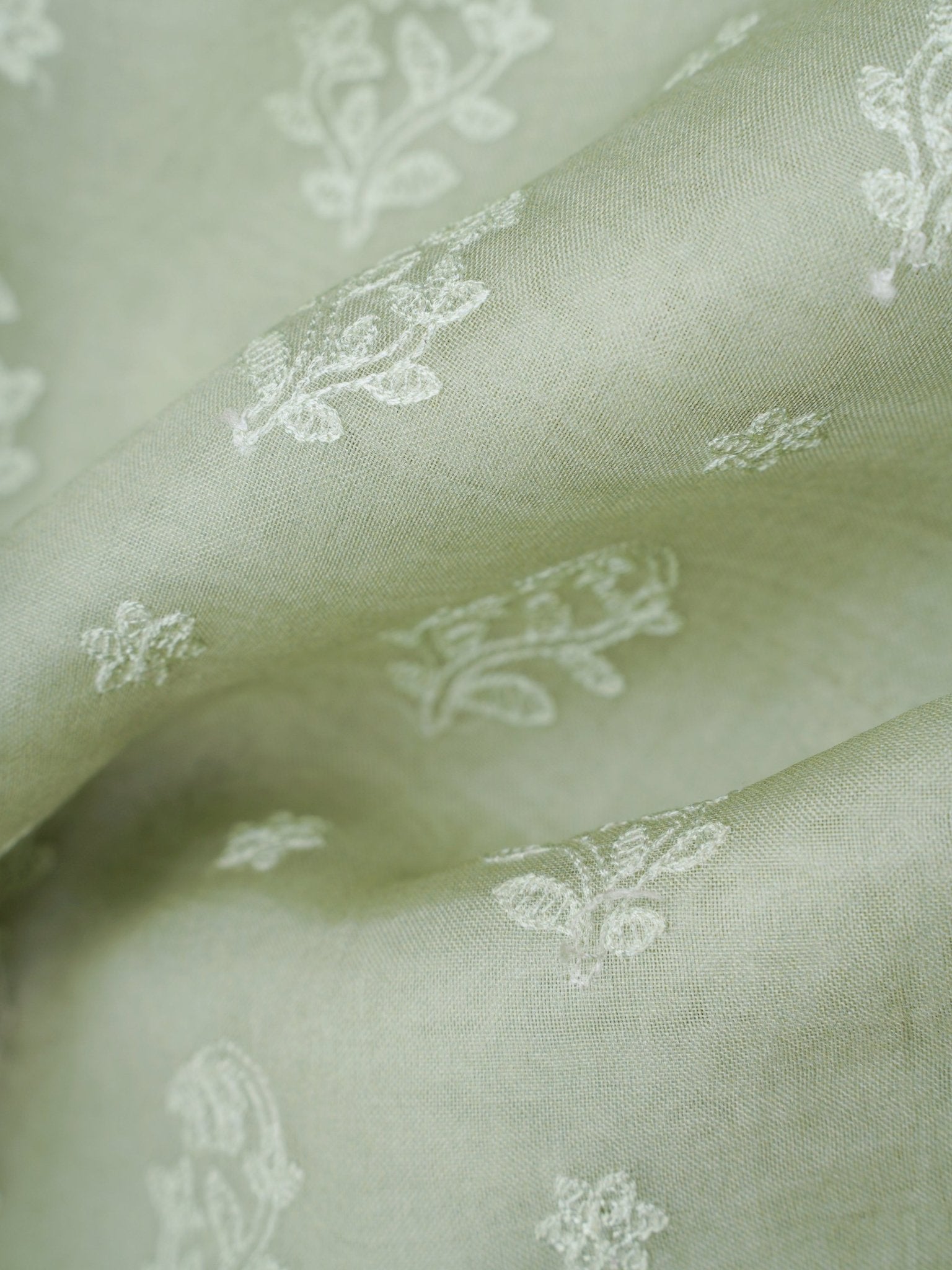 Organza Light Green 100% Pure Organza Silk - Manoranjitham Weaves - Handloom Store