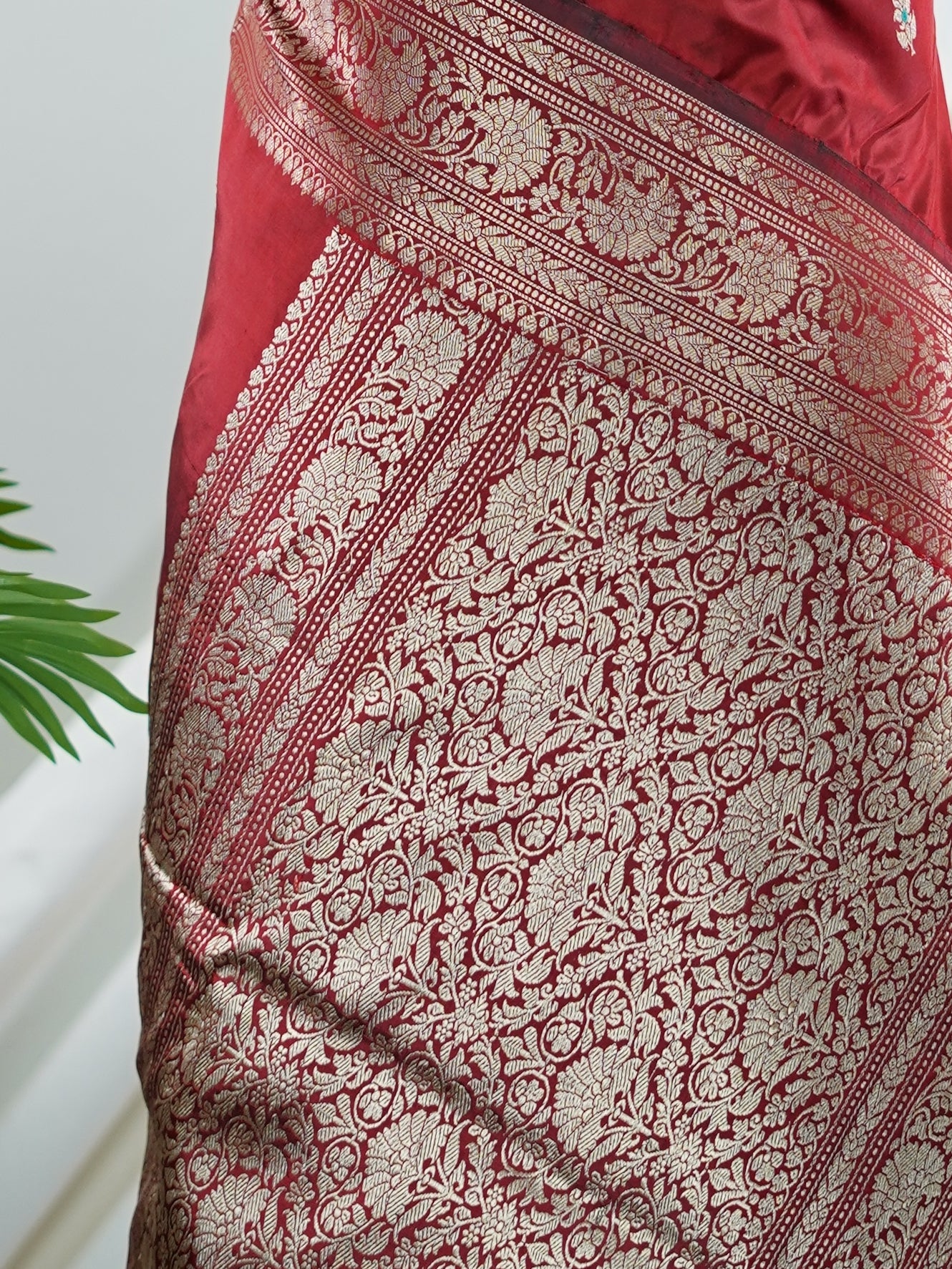 Katan Maroon 100% Pure Katan Soft Silk - Manoranjitham Weaves - Handloom Store