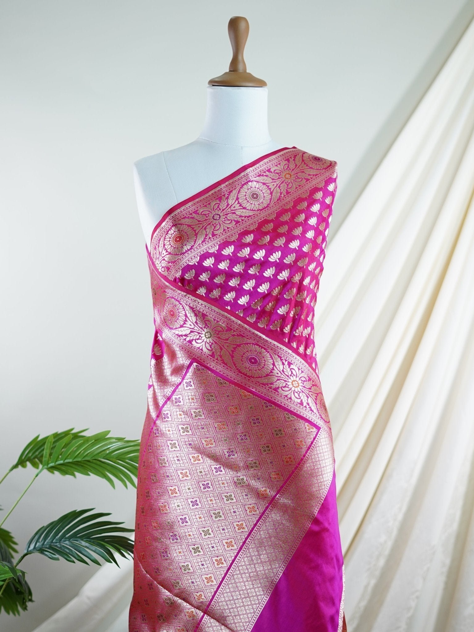 Katan Pink 100% Pure Katan Silk - Manoranjitham Weaves - Handloom Store