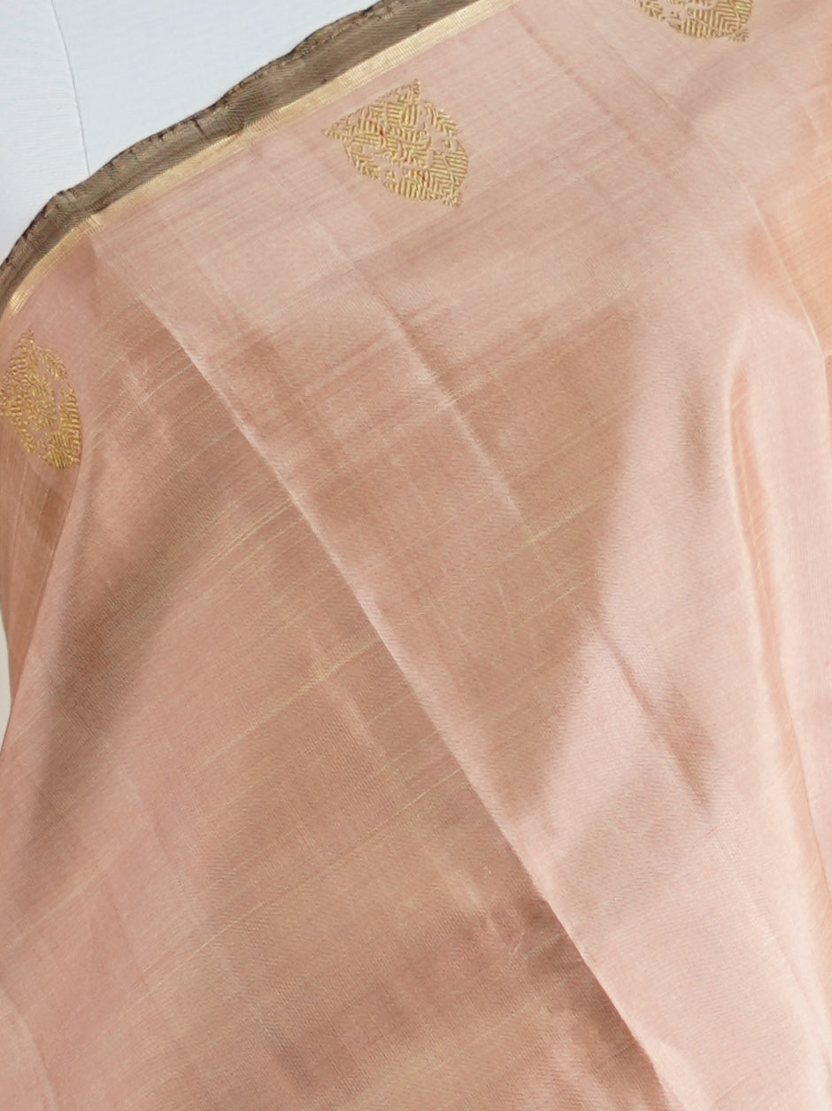 Kanchipuram Silk Orange 100% Pure Silk  - Manoranjitham Weaves - Handloom Store
